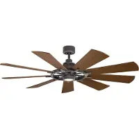 Kichler Gentry leiser Deckenventilator mit LED Licht Ø165cm DC-Motor Holz + Fernbedienung
