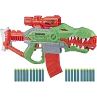 Nerf DinoSquad, Rex-Rampage Motorisierter Blaster, 10-Dart Magazin, 20 Nerf Darts, Tyrannosaurus Design