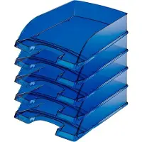 Leitz Ablagekorb Standard 5226, Kunststoff, 5 Stück, transparent blau