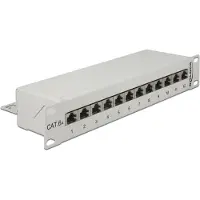 DeLOCK - Patch Panel - CAT 6a - RJ-45 X 12 - Hellgrau, RAL 7035 - 1U