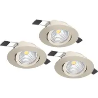 Eglo 3er Set LED Einbaustrahler Saliceto, dimmbare Deckenspots, Deckenstrahler flach rund, Aluminium in Silber, warmweiß, Ø 8,8 cm