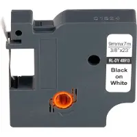 G&G Schriftband kompatibel zu Dymo Beschriftungsband D1/40913, selbstklebend, weiß/schwarz, Kunststoff, L 7 m x B 9 mm