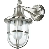 Licht-Erlebnisse Maritime Wandleuchte Außen Nickel Echt-Messing rostfrei IP64 Terrassenlampe Hoflampe Haustür Balkon
