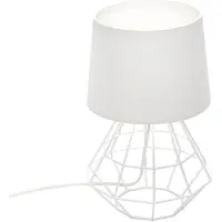Licht-Erlebnisse Tischleuchte Weiß H: 34 cm klein E27 Stoff Metall Modern Tischlampe Nachttischlampe