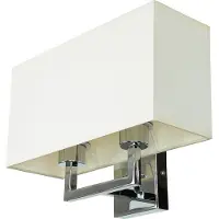 Licht-Erlebnisse Wandlampe Modern HOTEL Chrom Stahl Stoff E27 2-flammig blendarme Wandleuchte Schlafzimmer Flur