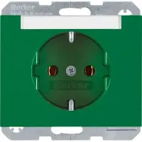 Berker Steckdose SCHUKO mit Beschriftungsfeld K.1/K.5 grün, glänzend