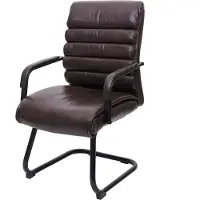 Mendler Konferenzstuhl MCW-H31, Esszimmerstuhl Freischwinger Stuhl, Vintage Wildleder-Optik Metall MVG Kunstleder braun
