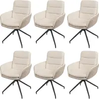 Mendler 6er-Set Esszimmerstuhl MCW-K32, Küchenstuhl Lehnstuhl Stuhl, drehbar Auto-Position, Stoff MVG creme-beige