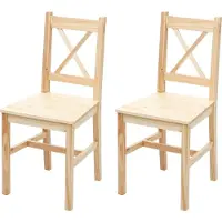 Mendler 2er-Set Esszimmerstuhl MCW-F77, Lehnstuhl Küchenstuhl Stuhl, Massiv-Holz Landhaus Kiefer lasiert