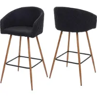 Mendler 2er-Set Barhocker MCW-D72, Barstuhl Tresenhocker Küchenhocker mit Lehne, Metall Holzoptik Stoff/Textil, anthrazit-grau