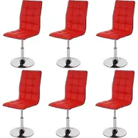 Mendler 6er-Set Esszimmerstuhl MCW-C41, Stuhl Küchenstuhl, höhenverstellbar drehbar, Kunstleder MVG- rot