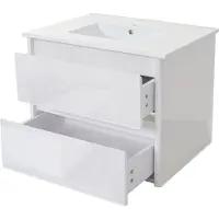 Mendler Waschbecken + Unterschrank MCW-B19, Waschbecken Waschtisch Badezimmer, hochglanz 50x80cm weiß