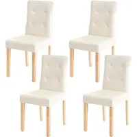 Mendler 4er-Set Esszimmerstuhl MCW-E58, Stuhl Essstühle, MVG- Kunstleder creme, helle Beine