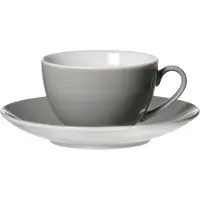 Ritzenhoff & Breker Tasse "Kaffeetassen mit Untertassen Doppio 200 ml 6er Set", grau, 12 tlg., Porzellan, Trinkgefäße, Tasse