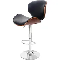 Mendler Barhocker Arklow, Barstuhl, Holz Bugholz Retro-Design Walnuss-Optik, Polster schwarz