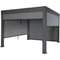 Mendler Pergola MCW-L46 mit Seitenwand, Gartenpavillon Lamellen-Pavillon Rollo, 11cm-Alu-Gestell, sturmfest 3x3m anthrazit