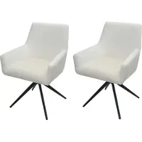 Mendler 2er-Set Esszimmerstuhl MCW-L91, Küchenstuhl Armlehne drehbar Auto-Position Stoff MVG creme-beige
