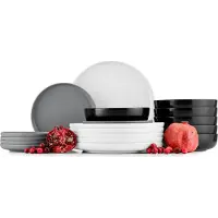 Konsimo Essservice Tafelservice VICTO Geschirrset Speiseteller Suppenteller Dessertteller 6 Personen (18-tlg.), Bunt, Keramik, Loft, 20/27/18.5cm