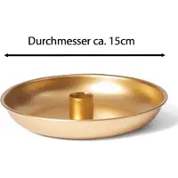 Novaliv Kerzenständer Stabkerzen 4er-Set GOLD 15cm Durchmesser mit LED-Kerze Premium