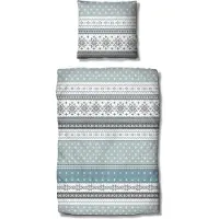 TRAUMSCHLAF Biber Bettwäsche Schneeflocken blau 155x220 cm + 80x80 cm