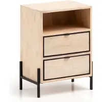 FineBuy Nachtkonsole FB96459 Massivholz Braun