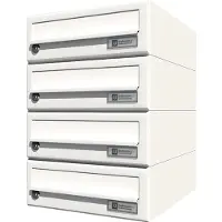 Junie JU Hausbrieffachanlage 4-teilig, 300 x 440 x 380 mm, Stahl weiss RAL 9016