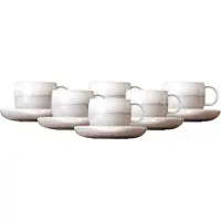 Villeroy & Boch Tasse "Kaffeetassen mit Untertassen Perlemor Sand 190 ml 6er Set beige", beige, 6 tlg., Porzellan, LIKE. BY , Trinkgefäße, Tasse
