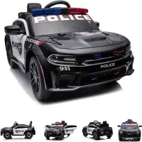 Es-toys Kinder Elektroauto Dodge Polizei, Sirene, Polizei-Lichter, Fernbedienung schwarz