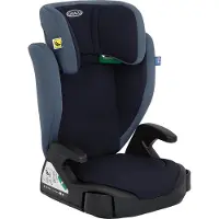 Graco Junior Maxi i-Size R129 Kindersitz, ca. 3,5 bis 12 Jahre (100 bis 150 cm), Kindersitzerhöhung, Armlehnen und Kopfstütze höhenverstellbar, leicht, mit Getränkehalter, blau, Navy