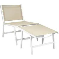 Beliani Gartenstuhl 2er Set Beige Aluminium mit Hocker Schnelltrocknende Bespannung Rückenlehne Modernes Design Terrasse Balkon Outdoor Metallstuhl