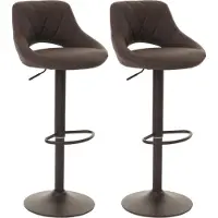 Mendler 2er-Set Barhocker MCW-N64, Barstuhl Tresenhocker, Fußablage drehbar, Kunstleder Metall braun