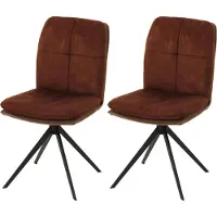 Mendler 2er-Set Esszimmerstuhl MCW-M68, Küchenstuhl Lehnstuhl, drehbar Auto-Position, Metall Stoff/Textil braun