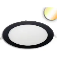 ISOLED LED Downlight, 24W, rund ultraflach schwarz, 300mm, Colorswitch 3000/3500/4000K, dimmbar