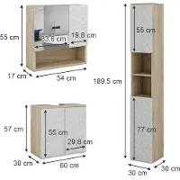 Vicco Badmöbel-Set Edge Weiß 3 Teile, mit Hochschrank, Model 40388