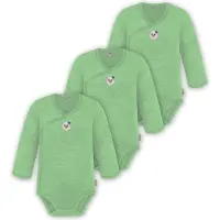 Normani 3er Pack Multipack Baby-Body Merino Wickelbody Langarmbody mit Knöpfen - 9345