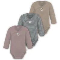 Normani 3er Pack Baby Merino Langarm Wickelbody für Junge und Mädchen - 9355