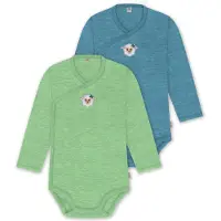 Normani 2er Pack Bio Baby-Body Langarm Wickelbody aus Merinowolle für Junge und Mädchen - 9353