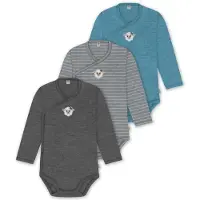 Normani 3er Set Baby-Body Wickelbody Langarm Toddler-Bodysuit aus Merinowolle - 9357