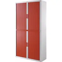 PaperFlow Rollladenschrank easyOffice, 4 Fachböden, Höhe 2040 mm, weiss / rot