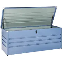 Beliani Gartentruhe Blau Metall 600 L 165 x 70 cm Wasserdicht Abschließbar mit Deckel Garten Terrasse Aufbewahrungsbox Gartenbox Kissenbox Auflagenbox