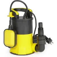 Wiltec Tauchpumpe mit Schwimmer 400 W, flachabsaugende Pumpe bis 1 mm, Tiefbrunnenpumpe 5 m Förderhöhe und 7 m Tiefe, Flachsaugerpumpe für Klarwasser