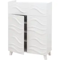 Mendler Kommode MCW-N86, Schrank Sideboard Anrichte, 3D-Wellen-Design Push-to-open Türen 107x76x36cm weiß