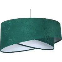 Licht-Erlebnisse Hängeleuchte Stoff D: 50 cm H: max. 102 cm Weiß Flaschengrün E27 rund Modern Pendelleuchte Hängelampe