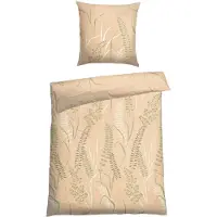 Schiesser Bettwäscheset Annic | Floral | Renforcé | 2-teilig | 100% Baumwolle | Angenehm weich & glatt | YKK-Reißverschluss | 155x220 cm + 80x80 cm | Sand