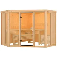 Karibu Sauna Innensauna Alcinda Ganzglas Fronteinstieg ohne Zubehör 231x231x198 cm ohne Dachkranz