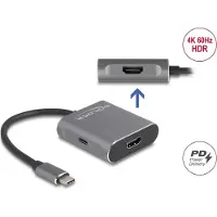 DeLOCK USB Type-C Splitter (DP Alt Mode) zu 2 x HDMI MST mit USB Type-C PD, HDMI, 2x HDMI, 3840 x 2160 Pixel, Grau, Aluminium, 4K Ultra HD
