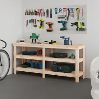 The Living Store Werkbank 181x50x80 cm Massivholz Kiefer