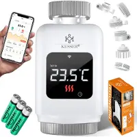 Kesser 3x Heizkörperthermostat Heizungsregler Heizungsthermostat WLAN Smart Home App & Sprach-Steuerung Thermostat 6 Heizkörperventile eckig Weiß