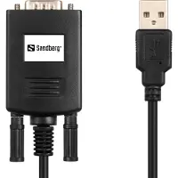 Sandberg USB to Serial Link, PL-2303GT, Schwarz, 400 mm, 35 mm, 15 mm, 45 g