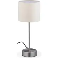 Relaxdays Nachttischlampe Touch, dimmbar in 3 Stufen, E14, HxD: 40 x 16 cm, Touch Lampe mit Stoffschirm, silber/creme
